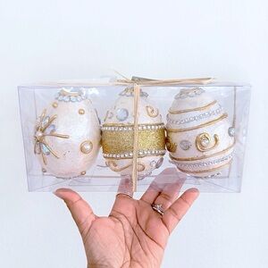 Capiz Gold and White 3 piece Easter Eggs